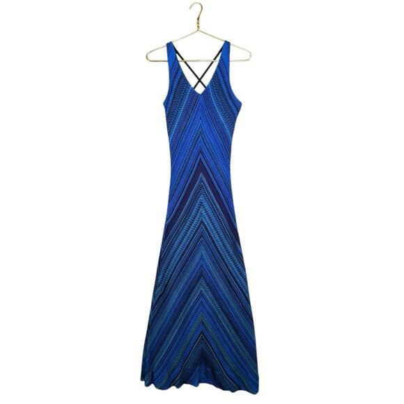 Philosophy Blue Ombre Crochet Knit Bodycon Maxi Dress | Strappy Back | Small - Picture 10 of 11
